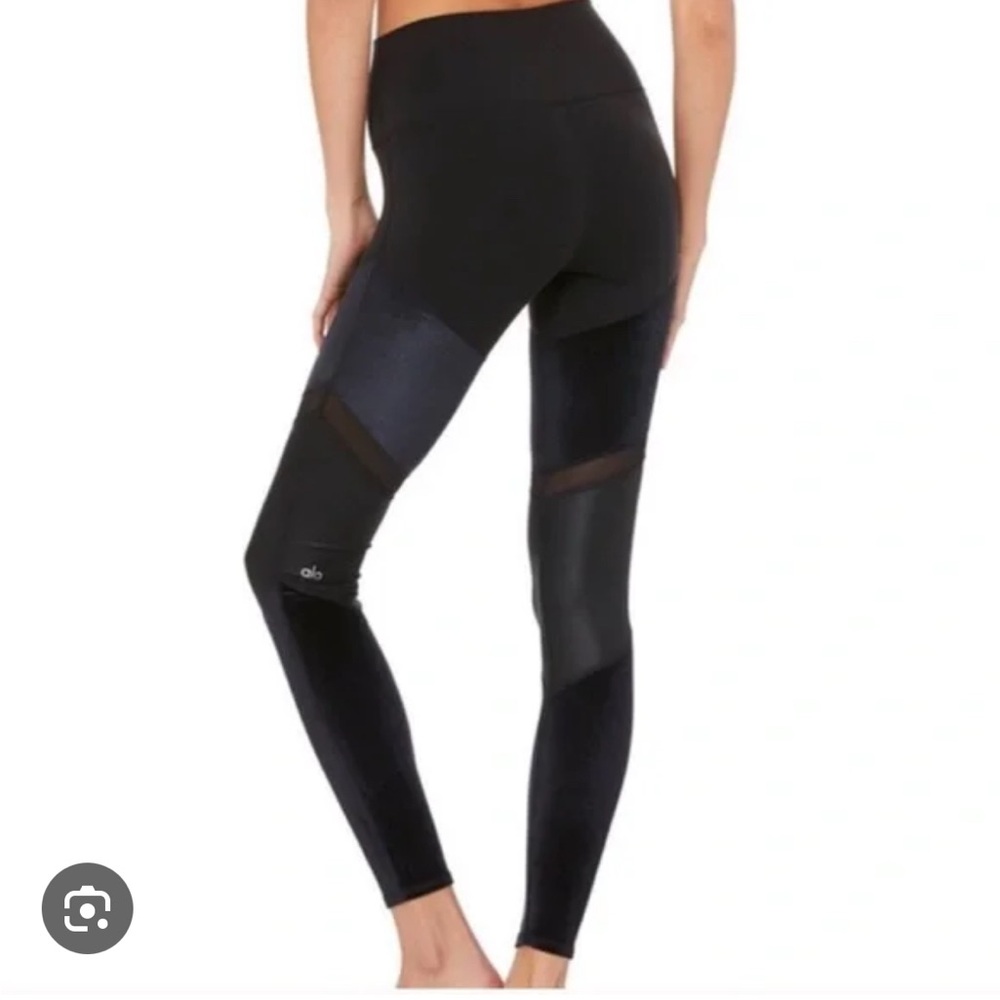 ALO Yoga Black Sheila Luxe Velvet Mesh Leggings